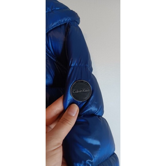 Calvin Klein Packable Lightweight Down Jacket Colbalt Blue Sz XXL Hooded Unisex - Picture 3 of 6